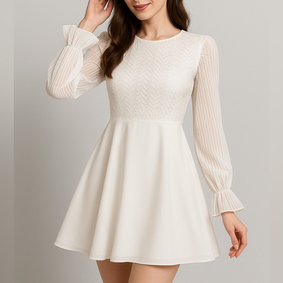 🆕 Ina White Women’s Lace Party Wedding A-Line Dress – Size L (NWOT)